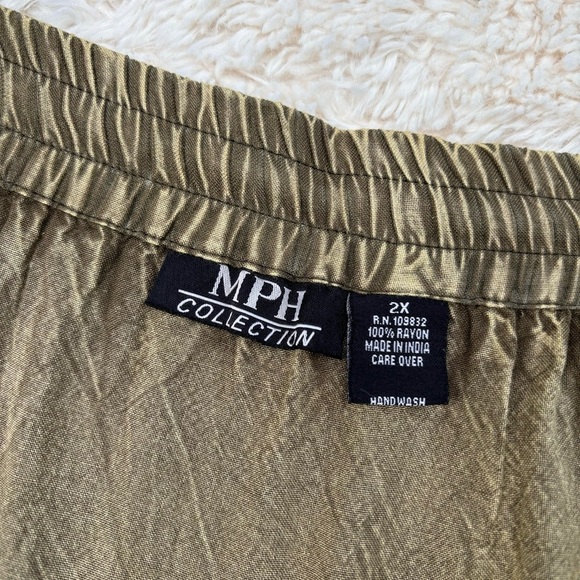 MPH collection | plus size rayon embroidered drawstring waist skirt lagenlook - Picture 3 of 3